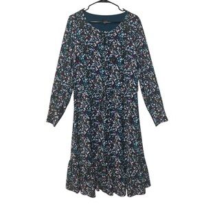 Talbots floral long sleeve tie-waist midi dress size 16